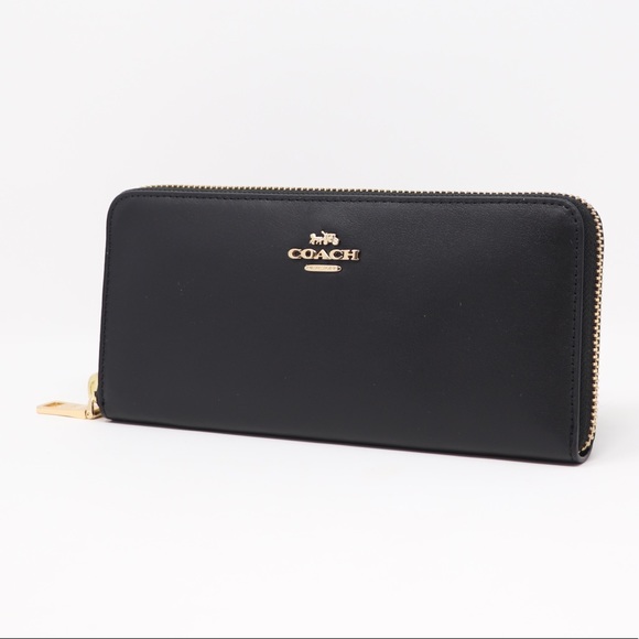 Brand New Coach Boxed Slim Accordion Zip Smooth Leather Wallet Black - Picture 4 of 11